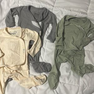 3x Bonsie Skin to Skin Babywear - Baby Footed Bodysuit : 0-3 Months